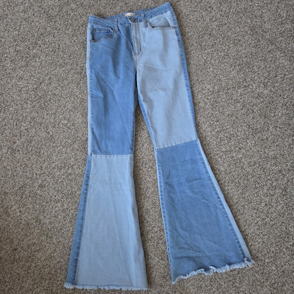Altar'd State Patchwork Super Flare Jeans Bell Bottoms Size 27 ( Measures 28)